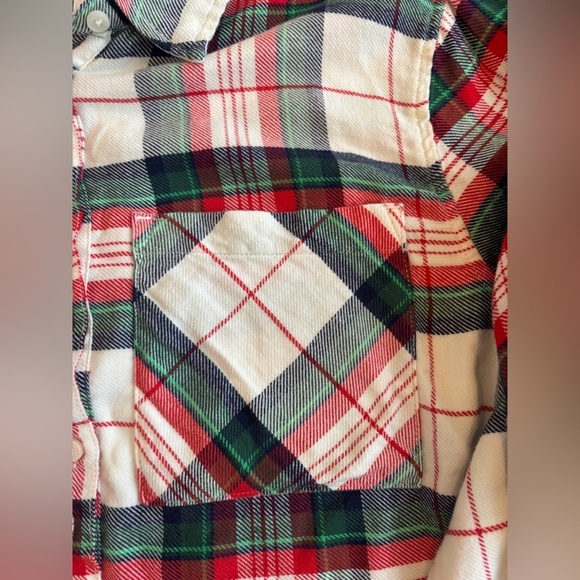 Aerie Plaid White/Red/Green Button-Up Shirt Size Small NWT - Picture 6 of 7